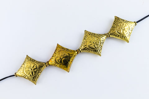 20mm Antique Brass Embossed Square Bead #MBB413-General Bead