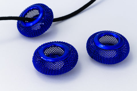 28mm x 14mm Blue Wire Mesh Rondelle Bead #MBB502-General Bead