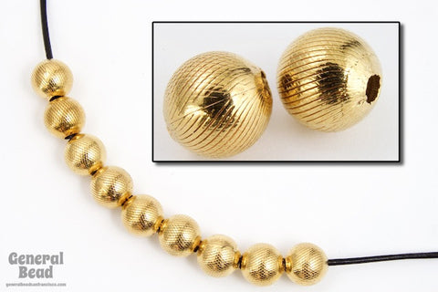 7.9mm Gold Tone Textured Metal Bead-General Bead