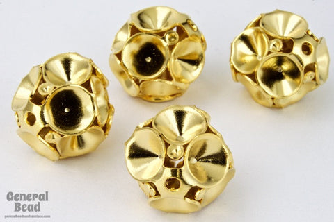 12mm Gold Tone Stone Set Bead #MBC157-General Bead