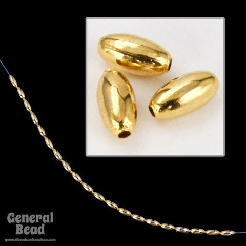 2mm x 4mm Gold Oval Bead (50 Pcs) #MBC268-General Bead