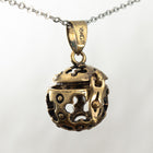 19mm x 26mm Antique Brass Floral Cutout Diffuser Cage Pendant #MBD014