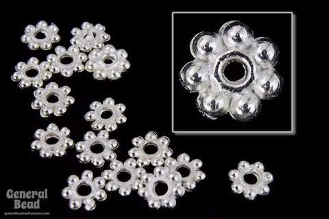 7mm Bright Silver Pewter Daisy Spacer-General Bead
