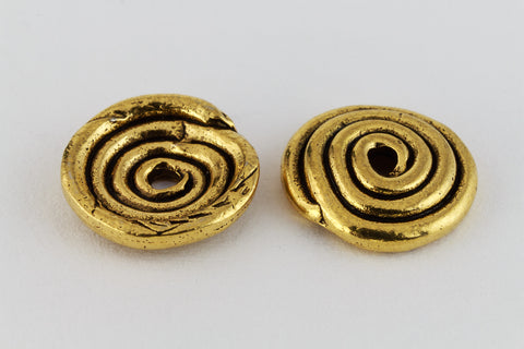 11mm Antique Gold Spiral Bead Cap #MCA061-General Bead