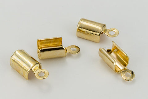 5mm x 6mm Fold-Over Bright Gold Cord Crimp with Loop #MFA110-General Bead