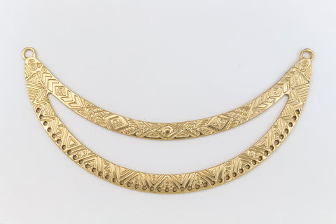 119mm Matte Gold Textured Open Collar Pendant with 43 Holes #MFA165-General Bead