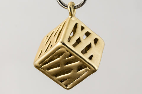 7.5mm Matte Gold Cube Drop #MFA193-General Bead