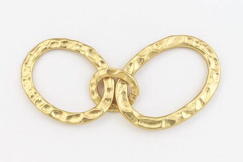 Matte Gold Hammered 3 Linked Ovals Connector #MFA227-General Bead