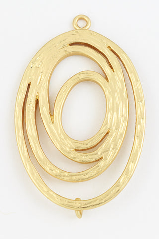 37mm x 23mm Matte Gold Textured Oval Connector #MFA239-General Bead
