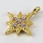 11mm x 8.5mm Gold Starburst Pendant with Cubic Zirconia #MFA251-General Bead