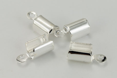 5mm x 6mm Fold-Over Bright Silver Cord Crimp with Loop #MFB110-General Bead