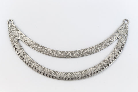 119mm Matte Silver Textured Open Collar Pendant with 43 Holes #MFB165-General Bead