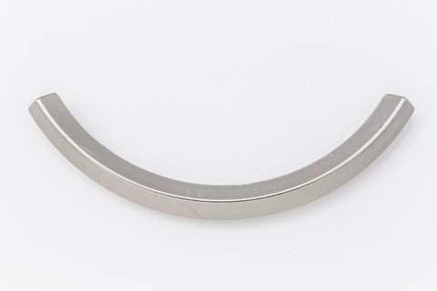 3.5" Matte Silver Square Curved Tube Bead #MFB181-General Bead