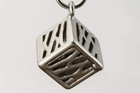 7.5mm Matte Silver Cube Drop #MFB193-General Bead