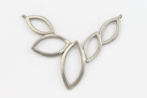 46mm x 35mm Matte Silver 5 Open Navettes Connector #MFB217-General Bead