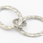 Matte Silver Hammered 3 Linked Ovals Connector #MFB227-General Bead