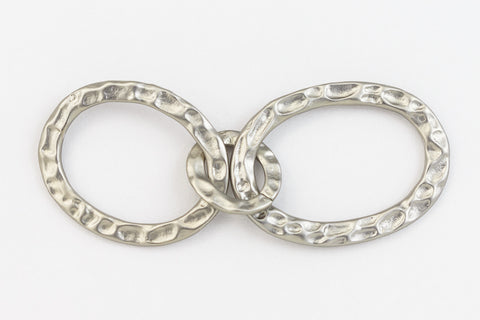 Matte Silver Hammered 3 Linked Ovals Connector #MFB227-General Bead