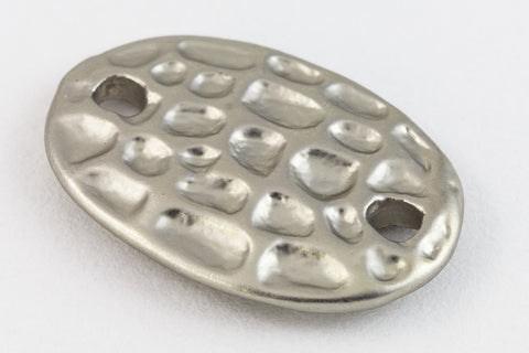 17mm x 12mm Matte Silver Textured Oval Connector #MFB235-General Bead