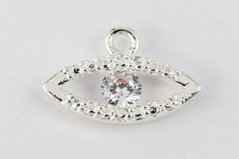 13.5mm Silver Cubic Zirconia Eye Pendant #MFB287-General Bead