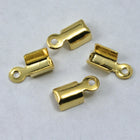 4mm x 6mm Fold-Over Gold Tone Cord Crimp with Loop-General Bead