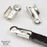4mm x 6mm Fold-Over Silver Tone Cord Crimp with Loop-General Bead