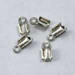 4mm x 6mm Fold-Over Silver Tone Cord Crimp with Loop-General Bead