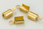 5mm x 6mm Fold-Over Matte Gold Cord Crimp with Loop #MFF110-General Bead