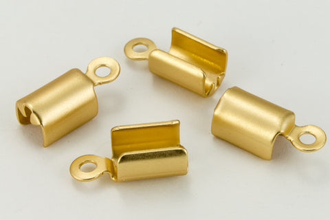 4mm x 6mm Fold-Over Matte Gold Cord Crimp with Loop #MFF112-General Bead