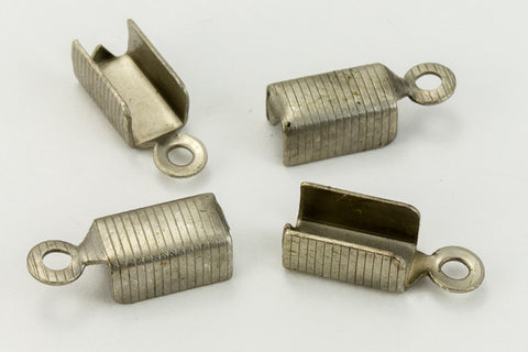 5mm x 6mm Fold-Over Antique Silver Cord Crimp with Loop #MFG110-General Bead