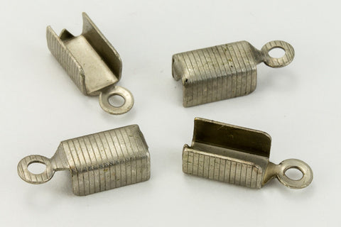 4mm x 6mm Fold-Over Antique Silver Cord Crimp with Loop #MFG112-General Bead