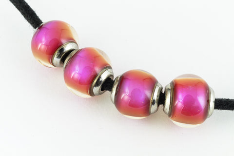 9mm Hot Pinks Round Mood Bead with Cap #MOOD47-General Bead