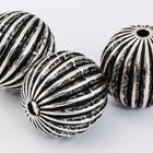 12mm Antique Silver Ribbed Melon Bead #MPA006-General Bead