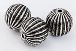 12mm Antique Silver Ribbed Melon Bead #MPA006-General Bead