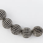 12mm Antique Silver Ribbed Melon Bead #MPA006-General Bead