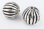 14mm Antique Silver Ribbed Melon Bead #MPA007-General Bead