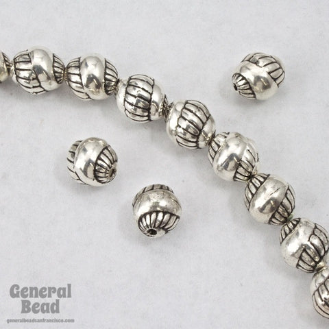 8mm x 9mm Antique Silver Spiraled Oval Bead (10 Pcs) #MPA020-General Bead
