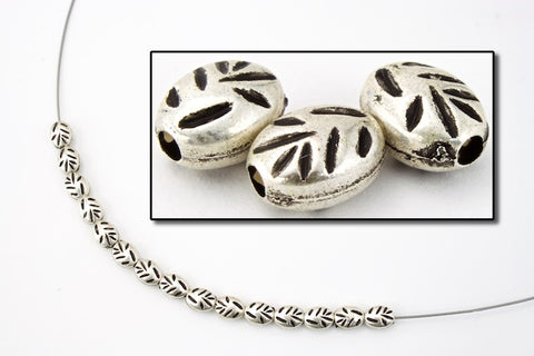 4mm x 6mm Antique Silver Textured Oval Bead (10 Pcs) #MPA022-General Bead