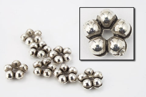 8mm Antique Silver Beaded Flower (6 Pcs) #MPA055