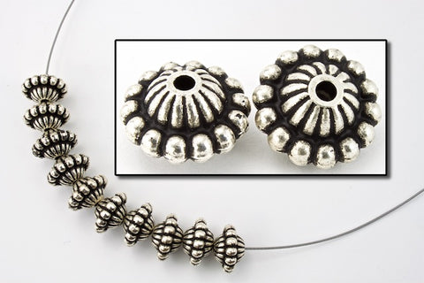 12mm Antique Silver Beaded Bicone (2 Pcs) #MPA056
