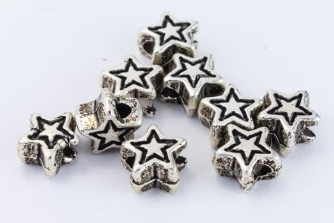 5mm Antique Silver Star Bead (4 Pcs) #MPA143