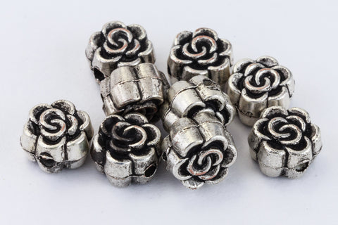5mm Antique Silver Rose Bead (2 Pcs) #MPA146