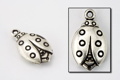 15mm Antique Silver Ladybug Drop (2 Pcs) #MPA148