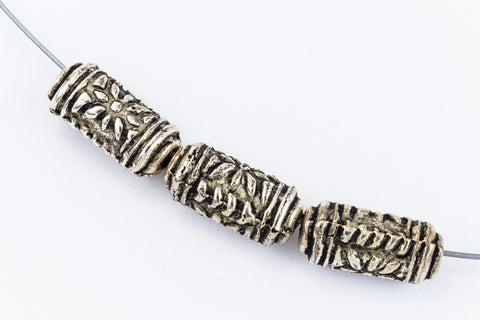 13mm x 6mm Antique Silver Flower Tube Bead #MPA163