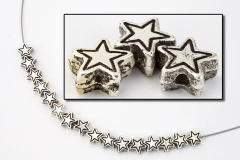 6mm Antique Silver Star Bead (4 Pcs) #MPA188