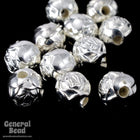 6mm Bright Silver Rose Bead (12 Pcs) #MPB015-General Bead