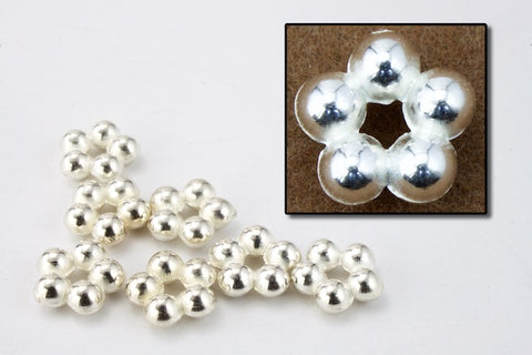 8mm Bright Silver Beaded Flower (6 Pcs) #MPB055