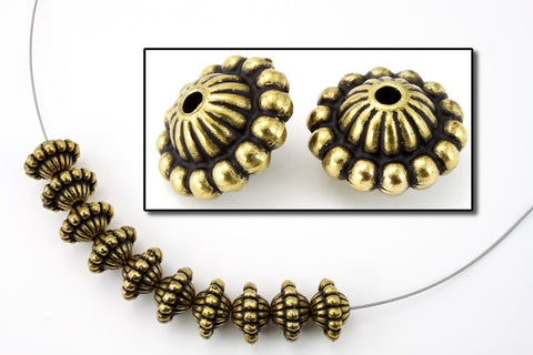 12mm Antique Gold Beaded Bicone (2 Pcs) #MPB056