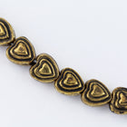 6mm Antique Gold Heart Bead (2 Pcs) #MPB144