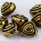 6mm Antique Gold Heart Bead (2 Pcs) #MPB144