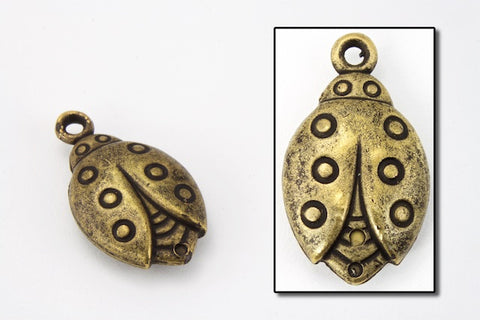 15mm Antique Gold Ladybug Drop (2 Pcs) #MPB148
